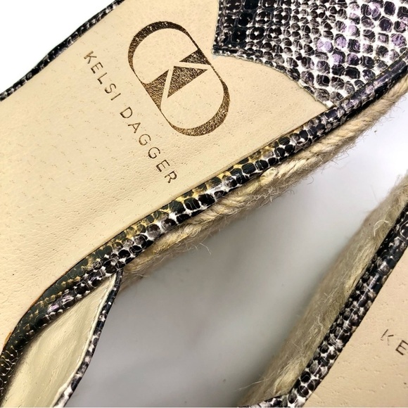 Kelsi Dagger wedge espedrilles slides snakeskin open toe 9 - Picture 11 of 13
